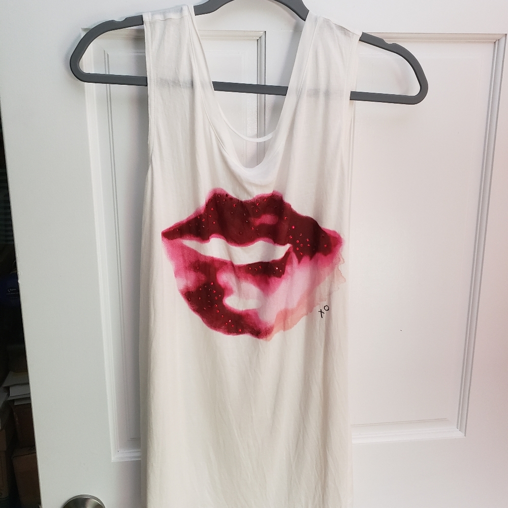 JUICY COUTURE XL WHITE TANK TOP WATERLIPS